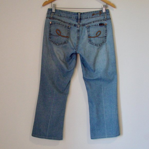 Seven 7 Cropped Ankle Jeans Bootcut Stretch Light Wash Size 28 - Picture 8 of 12